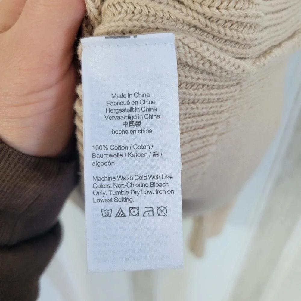 J. Crew‎ Cotton Knit Crewneck Sweater Pullover Cream Beige Size Small